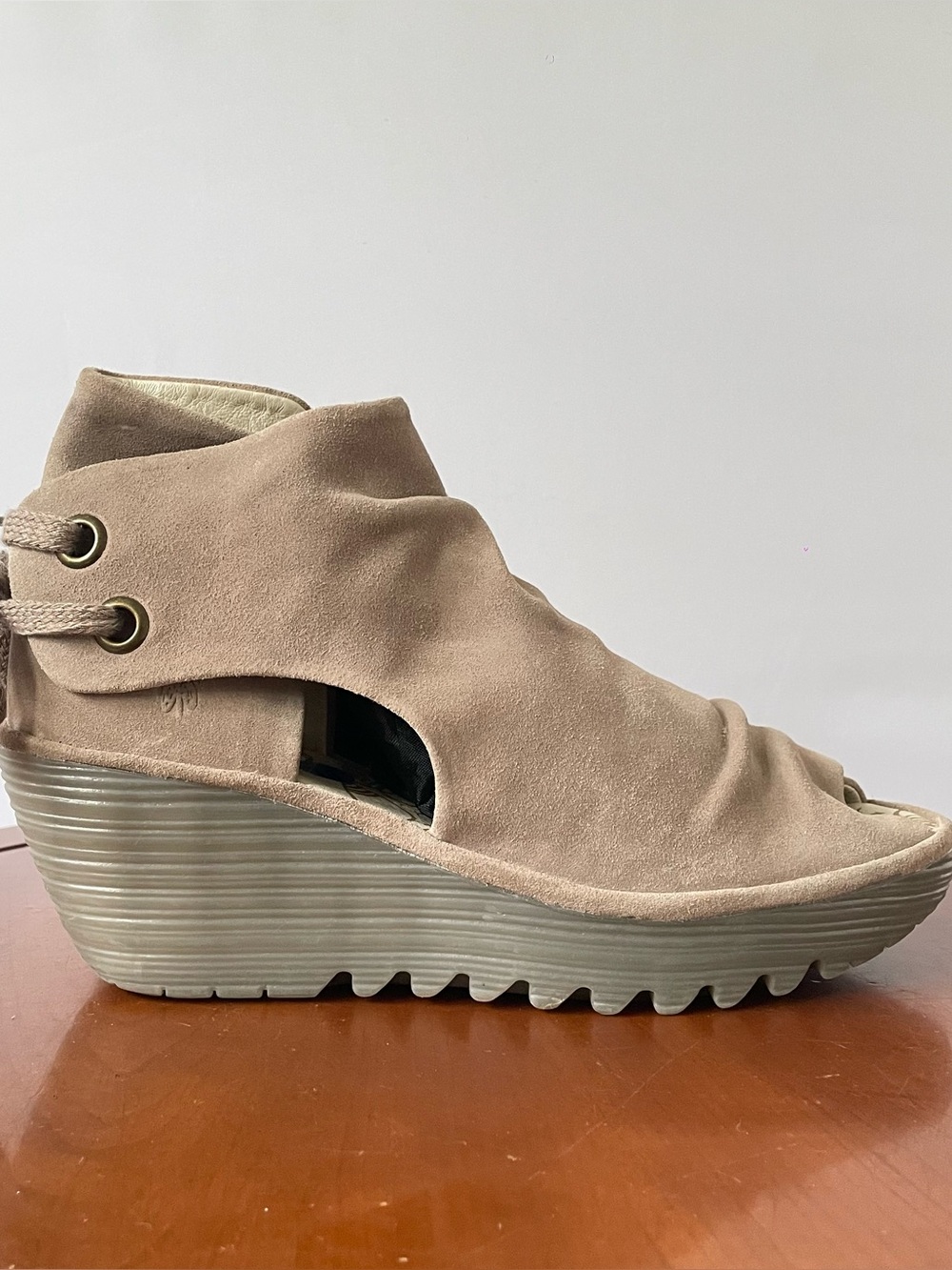 Fly London Yema Peep Toe Wedge | EU 42